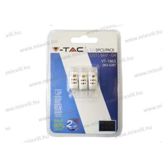   V-TAC SKU-4287 Led lámpa G4 1,2W 4500K semleges fehér 300° sugárzási szög 80lm 12V DC 3db/ bliszter