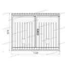 XBS OT DIN2 lábazati szekrény 342 mély, DIN szabványos, ferde tető,+lábazat,+kilincs 1120x874x342mm