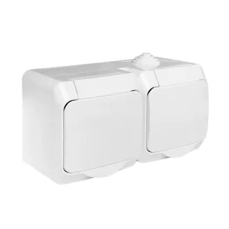   SE WDE000523 CEDAR PLUS 2x2P+F dupla csatlakozóaljzat, biztonsági zsaluval, csapófedéllel, IP44, fehér Schneider Electric