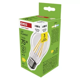   Emos ZF5D53 Led izzó E27 A60 7,8W 1060lm 4500K 360° vil.szög 3 év garancia 