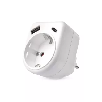   Emos P0075 dugaljba dugható 2+F aljzat USB A USB C 5V 3A 230V 16A töltő fehér