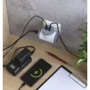 P0077PD EMOS Dugalja dugható elágazó T aljzat elosztó USB A C töltő fehér-szürke