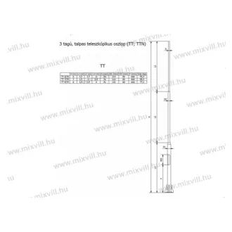Lámpaoszlop TT-6/76 ACÉL OSZLOP, 6m magas,
