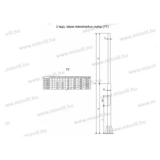 Lámpaoszlop TT-4/76 ACÉL OSZLOP, 4m magas
