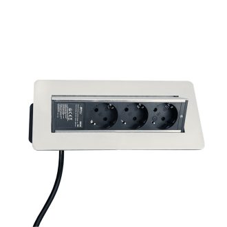   OMU system MSD8 3G rejtett elosztó 3x2+F schucko aljzat inox, 220-240VAC 16A, 1,8m kábel