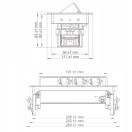 OMU system MSD8 3G rejtett elosztó 3x2+F schucko aljzat inox, 220-240VAC 16A, 1,8m kábel