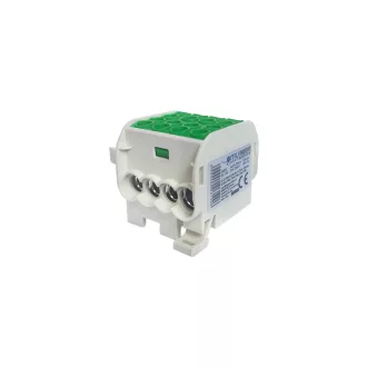   Omu system TB83525PE 35/25mm2 1 pólus ónozott fővezetéki leágazókapocs zöld fő:2x4-35mm2 leág:6x2.5-25mm2