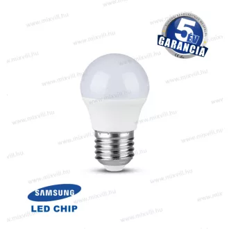   V-TAC SKU-867 LED lámpa E27 G45 kisgömb 7W 4000K 600lm 180° vil.szög Samsung Chip 5 Év Garancia