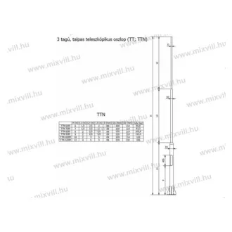   Lámpaoszlop TTN-10/89 ACÉL OSZLOP talpas, 10m magas, 89mm oszlopvéggel