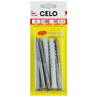   Celo 510160HBRST5 BLISZTER - MÜANYAG DÜBEL HBR 10x160+SÜLLY, FEJÜ CSAVAR 7,0x167 5db/cs