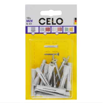   Celo 5641MZKSZ10 BLISZTER - MZK UNIVERZÁLIS GALLÉROS MŰANYAG DŰBEL 6x41+4,5x40 FACSAVAR 10db/cs