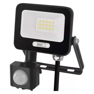   Emos ZS2314B LED reflektor mozgásérzékelővel  10W, fekete, IP54, 1000 lm, 4000K természetes fehér GLARO