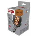 Emos Z52311 füstszínű LED izzó E27 G95 4,5W 180lm 1800K meleg fehér flame izzószál vintage 3 év garancia