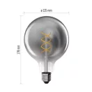 Emos Z58311 füstszínű LED izzó E27 G125 4,5W 180lm 1800K meleg fehér flame izzószál vintage 3 év garancia