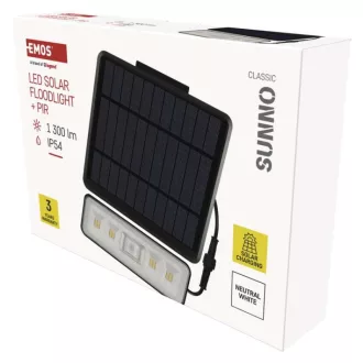   EMOS ZG112S LED SOLAR reflektor hordozható SUNNO, PIR, 1300lm IP54 természetes fehér