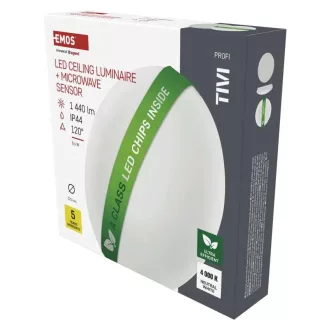   EMOS ZM3406M LED mennyezeti lámpatest TIVI, A CLASS, MW, kerek, fehér 8,6W, IP44, Természetes fehér