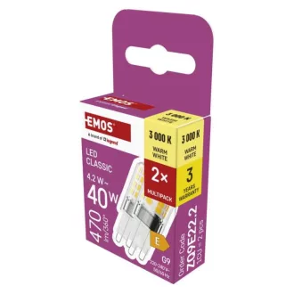 Emos ZQ9E22.2 #LED CLS JC 4,2W(40W) 470lm G9 WW 2PC