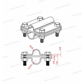   MGKS-02/16/20 AA AiSi-430 W091mm x Multikapocs 16mm - 20mm köracél összekötéséhez rozsdamentes V4A