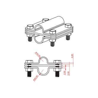   MGKS-02/16/20 AA AiSi-430 W091mm x Multikapocs 16mm - 20mm köracél összekötéséhez rozsdamentes V4A