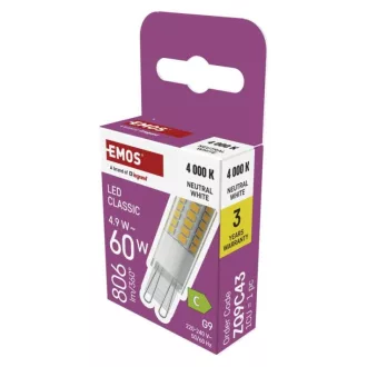 Emos ZQ9C43 LED CLASSIC JC 4,9W(60W) 806lm G9 NW