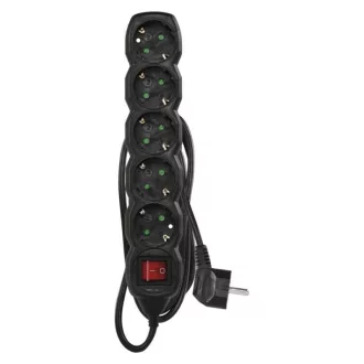   Emos PC1521R ELOSZTÓ 5 ALJZAT KAPCS 1.5m 1.5mm 16A FEKETE SCH