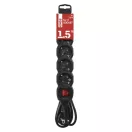 Emos PC1521R ELOSZTÓ 5 ALJZAT KAPCS 1.5m 1.5mm 16A FEKETE SCH