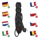 Emos PC1521R ELOSZTÓ 5 ALJZAT KAPCS 1.5m 1.5mm 16A FEKETE SCH