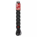 Emos PC1621R ELOSZTÓ 6 ALJZAT KAPCS 1.5m 1.5mm 16A FEKETE SCH