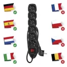 Emos PC1621R ELOSZTÓ 6 ALJZAT KAPCS 1.5m 1.5mm 16A FEKETE SCH