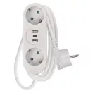 Emos P0221U ELOSZTÓ 2 ALJZAT +USB A+C 1.5m 1.5mm FEHÉR SCH