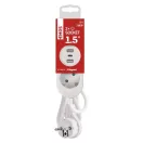 Emos P0221U ELOSZTÓ 2 ALJZAT +USB A+C 1.5m 1.5mm FEHÉR SCH