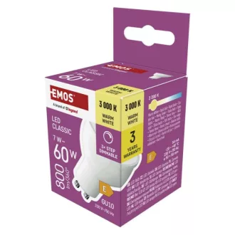 Emos ZQ8E42S LED CLASSIC MR16 DIMx3 7W60W 800lm GU10 WW