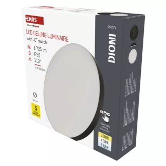   EMOS ZM7153 LED-es felületi lámpatest DIONI kerek, fekete, 15W, változtatható CCT-vel
