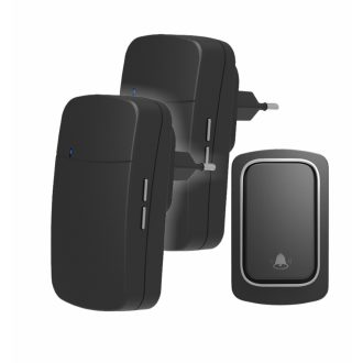   OMU system WBKK02-1A2VB Vezeték és elem nélküli csengő 1 adó - kinetic kapcsoló 2 vevő fekete