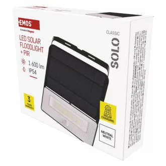   EMOS ZG122S LED SOLAR reflektor hordozható SOLO, PIR, 1600lm IP54 természetes fehér