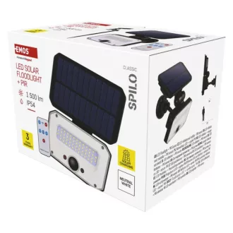   EMOS ZG132S LED SOLAR reflektor hordozható SPILO, PIR,  1500lm IP54 természetes fehér