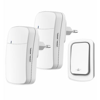   OMU system WBKK02-1A2VW Vezeték és elem nélküli csengő 1 adó - kinetic kapcsoló 2 vevő fehér