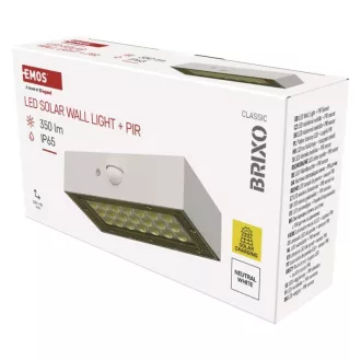   EMOS ZG161S LED SOLAR lámpatest BRIXO PIR,  350lm IP65 természetes fehér