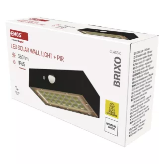   EMOS ZG162S LED SOLAR lámpatest BRIXO PIR, 350lm IP65 természetes fehér