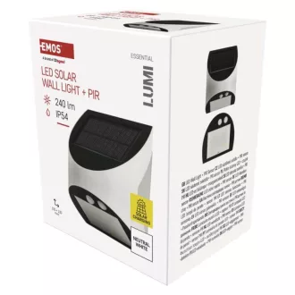   EMOS ZG172S LED SOLAR lámpatest LUMI PIR, 240lm IP54 természetes fehér
