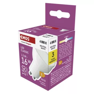 Emos ZQ8EL3 #LED CLS MR16 1,3W(16W) 150lm GU10 NW