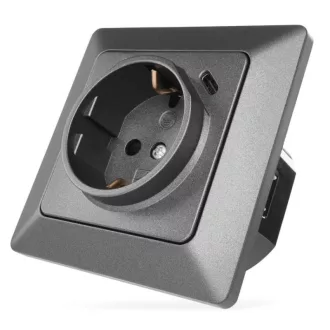EMOS A6000.7 Aljzat USB-A+USB-C, antracit