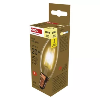   EMOS Z53012 LED izzó Vintage gyertya / E14 / 2,5 W (20 W) / 225 lm / Meleg fehér