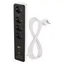 EMOS P1422SM GoSmart hosszabbító 2 m / 4 aljzat / kapcsolós / USB / fehér-fekete / PVC / 1,5 mm2