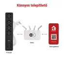 EMOS P1422SM GoSmart hosszabbító 2 m / 4 aljzat / kapcsolós / USB / fehér-fekete / PVC / 1,5 mm2