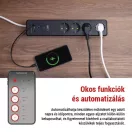 EMOS P1422SM GoSmart hosszabbító 2 m / 4 aljzat / kapcsolós / USB / fehér-fekete / PVC / 1,5 mm2