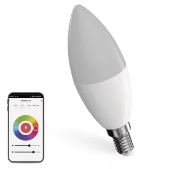  EMOS ZQZ322R LED izzó GoSmart gyertya / E14 / 4,8 W (40 W) / 470 lm / RGB / dimmelhető / Zigbee