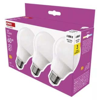   EMOS ZQ5E43.3 LED izzó Classic A60 / E27 / 7 W  (60 W) / 806 lm / Természetes fehér