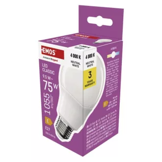   EMOS ZQ5E53 LED izzó Classic A60 / E27 / 9,5 W (75 W) / 1055 lm / Természetes fehér
