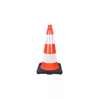   Terelőkúp /bója/ 50cm, fekete talppal, 2db fényvisszaverő csíkkal